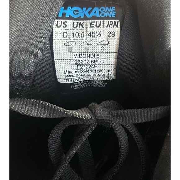 HOKA ONE ONE Men’s Size 11D Bondi 8 Running Shoes All Black Ultra Cushioned $165 main image 6